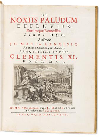 Lancisi, Giovanni Maria (1654-1720) De Noxiis Paludum Effluviis, eorumque Remediis Libri Duo.